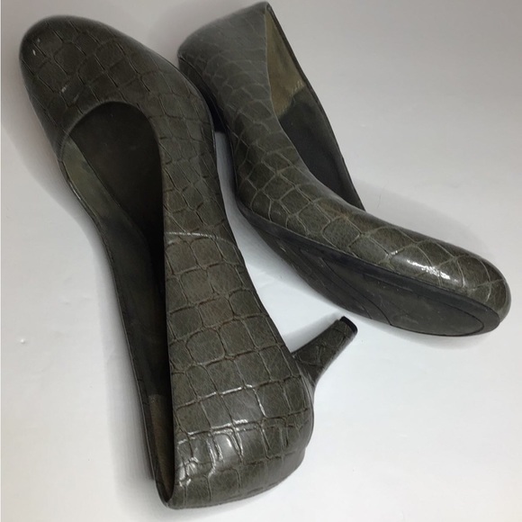 Comfort Plus by Predictions Women’s Faux Reptile Pattern Heels, Gray-Green, sz 9 - Picture 6 of 11